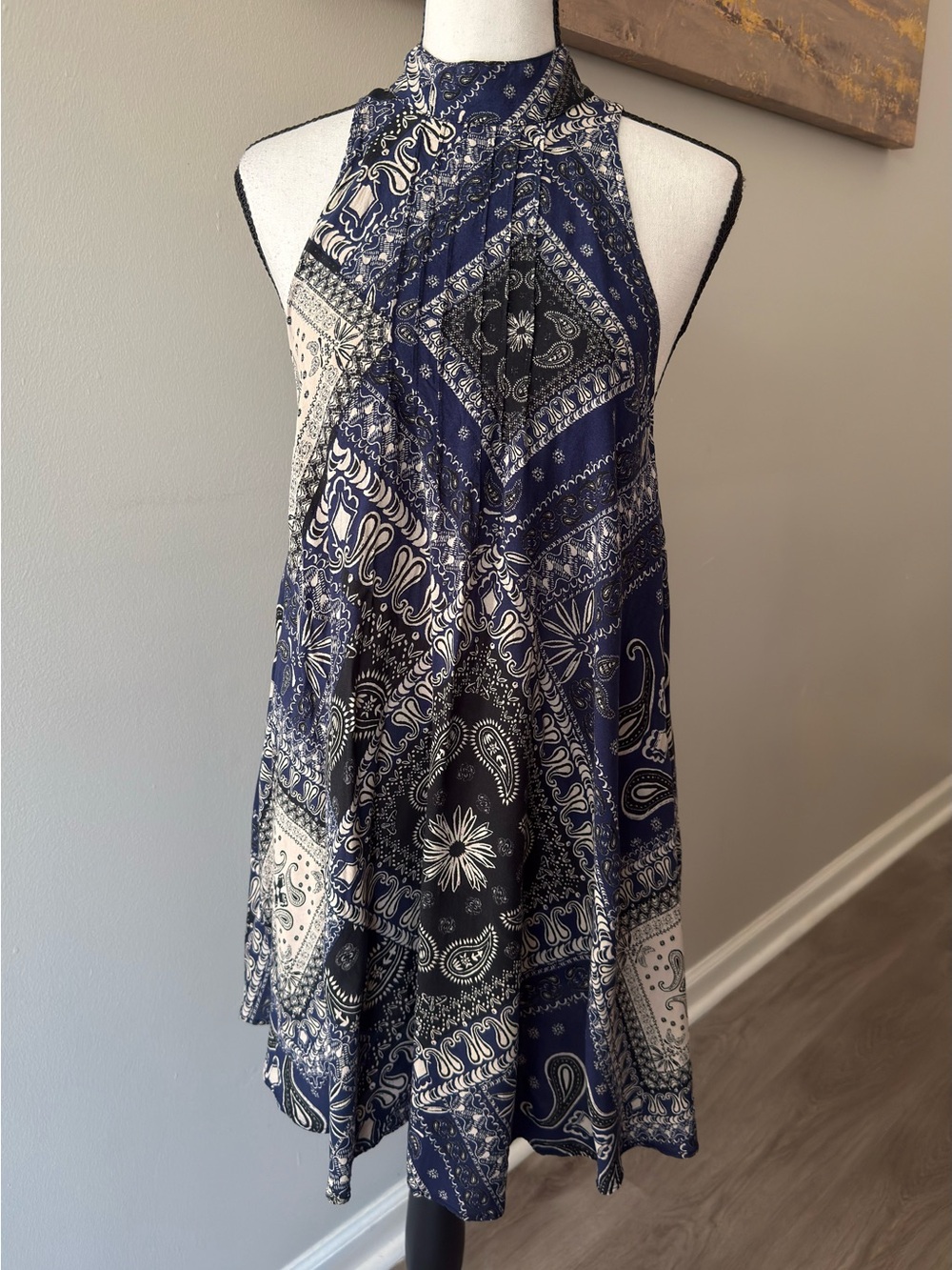 EUC Intimately Free People Bandana Print Halter Mini Dress Tunic Small